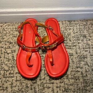 Coach Caterine Red Leather Ankle Strappy Sandals Size 6